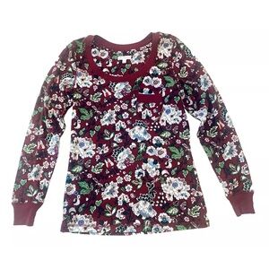 Vera Bradley Womens Size Small S Floral Top Shirt Long Sleeve Lounge Cottagecore